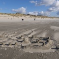 Chateau de sable sur la plage de quend-Plage par grand vent.