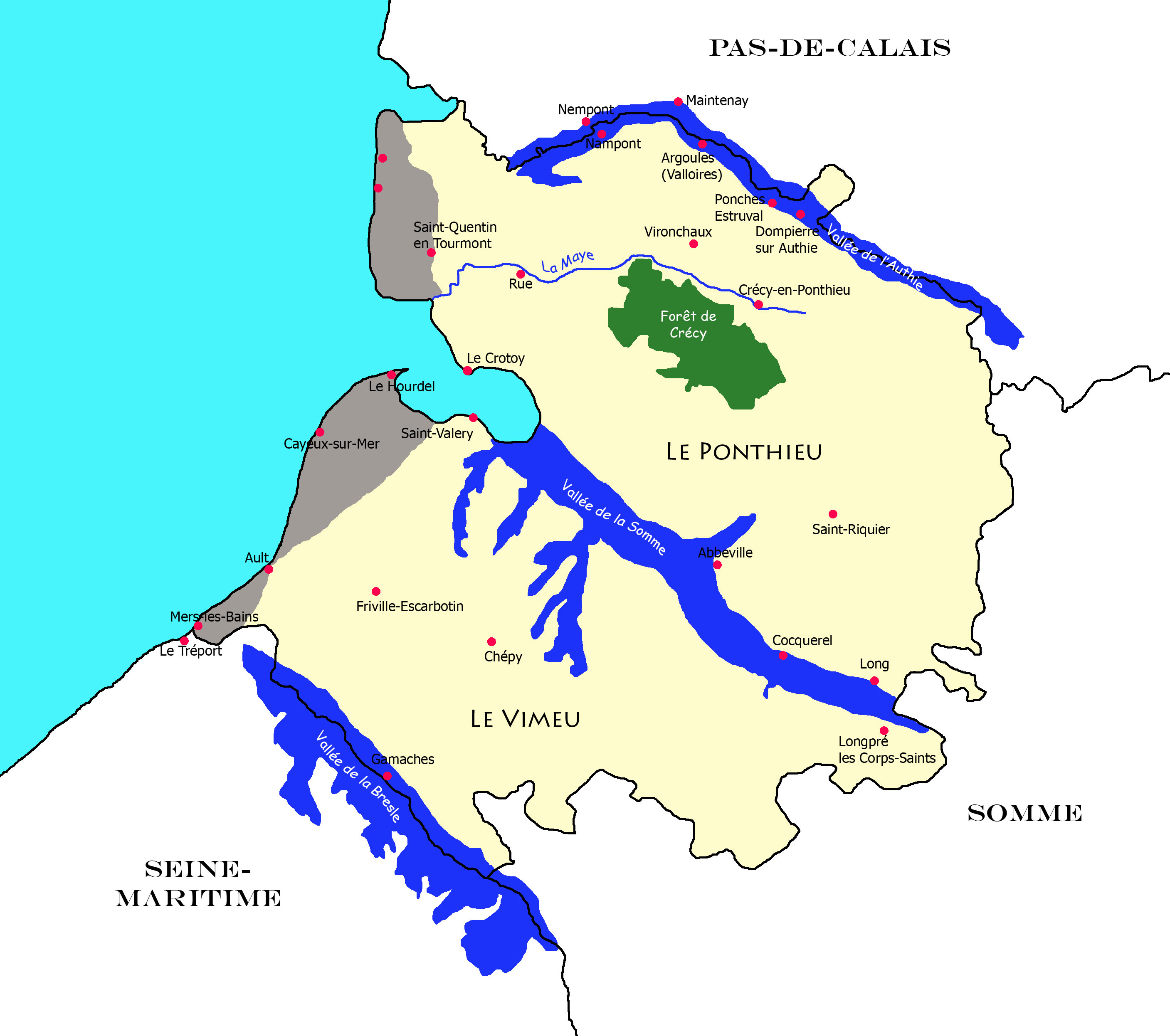 Carte de la Picardie Maritime (Somme)