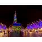 Les illuminations de la place des Héros à Arras (Hotel de ville et beffroi classés monuments historiques)