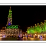 Les illuminations de la place des Héros à Arras (Hotel de ville et beffroi classés monuments historiques)