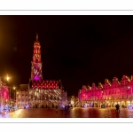 Les illuminations de la place des Héros à Arras (Hotel de ville et beffroi classés monuments historiques)