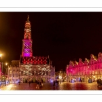 Les illuminations de la place des Héros à Arras (Hotel de ville et beffroi classés monuments historiques)