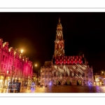 Les illuminations de la place des Héros à Arras (Hotel de ville et beffroi classés monuments historiques)