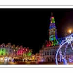 Les illuminations de la place des Héros à Arras (Hotel de ville et beffroi classés monuments historiques)