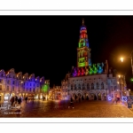 Les illuminations de la place des Héros à Arras (Hotel de ville et beffroi classés monuments historiques)