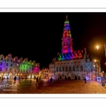 Les illuminations de la place des Héros à Arras (Hotel de ville et beffroi classés monuments historiques)