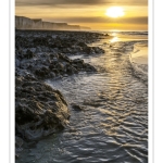 Coucher de soleil sur les falaises à Ault