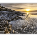 Coucher de soleil sur les falaises à Ault