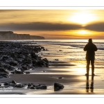 Coucher de soleil sur les falaises à Ault