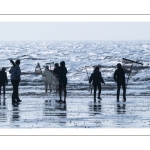 Pêcheurs au haveneau sur la plage de Ault