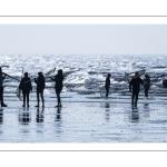 Pêcheurs au haveneau sur la plage de Ault