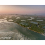 Survol de la Baie d'Authie depuis Fort-Mahon à marée basse.