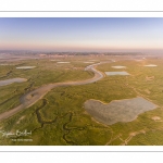 Les mollières de la Baie de Somme au petit matin (vue aérienne)