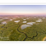 Les mollières de la Baie de Somme au petit matin (vue aérienne)