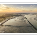 Aube sur la baie d'Authie à marée basse à Berck-sur-mer