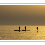 Paddle sur la plage de Cayeux-sur-mer au soleil couchant
