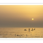 Paddle sur la plage de Cayeux-sur-mer au soleil couchant