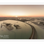 Le Crotoy et la Baie de Somme, vue aérienne au soleil levant