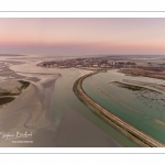 Le Crotoy et la Baie de Somme, vue aérienne au soleil levant