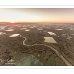 Le Crotoy et la Baie de Somme, vue aérienne au soleil levant