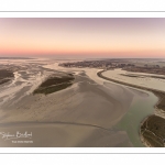 Le Crotoy et la Baie de Somme, vue aérienne au soleil levant