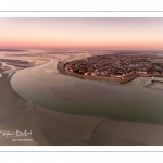 Le Crotoy et la Baie de Somme, vue aérienne au soleil levant