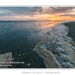 DÃ©pots d'Ã©cume de mer Ã  la marÃ©e montante en Baie de Somme (Le Crotoy) et au crÃ©puscule. - Saison : Ã©tÃ© - Lieu : Le Crotoy, Baie de Somme, Somme, Picardie, France