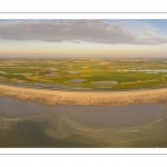 France, Somme (80), Baie de Somme, Cayeux-sur-mer, Ault, Le Hâble d'Ault, cet ancien port est devenu un polder protégé de la mer par le cordon de galets qui forme une digue  (vue aérienne) // France, Somme (80), Baie de Somme, Cayeux-sur-mer, Ault, Le Hâble d'Ault, this old port has become a polder protected from the sea by the pebble cord that forms a dike.  (aerial view)