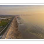 France, Somme (80), Baie de Somme, Cayeux-sur-mer, Ault, Le Hâble d'Ault, cet ancien port est devenu un polder protégé de la mer par le cordon de galets qui forme une digue  (vue aérienne) // France, Somme (80), Baie de Somme, Cayeux-sur-mer, Ault, Le Hâble d'Ault, this old port has become a polder protected from the sea by the pebble cord that forms a dike.  (aerial view)