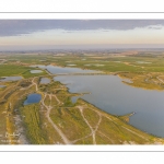 France, Somme (80), Baie de Somme, Cayeux-sur-mer, Ault, Le Hâble d'Ault, cet ancien port est devenu un polder protégé de la mer par le cordon de galets qui forme une digue  (vue aérienne) // France, Somme (80), Baie de Somme, Cayeux-sur-mer, Ault, Le Hâble d'Ault, this old port has become a polder protected from the sea by the pebble cord that forms a dike.  (aerial view)