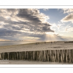 Promeneurs sur la plage un soir au Crotoy