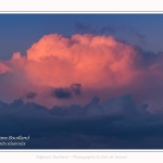 Nuage rose dans le ciel au crépuscule - saison : Hiver - Lieu : Plages de la Maye, Réserve Naturelle, Baie de Somme, Somme, Picardie, Hauts-de-France, France. Pink cloud in the sky at dusk - season: Winter - Location: Beaches of Maye, Nature Reserve, Somme Bay, Somme, Picardy, Hauts-de-France, France.