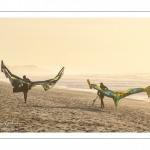 Kitesurf sur la plage de Fort-Mahon un soir d'hiver