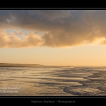 La plage de Quend-Plage un soir d'hiver. Saison : Hiver - Lieu : Quend-Plage , CÃ´te Picarde, Marquenterre, Somme, Picardie, France