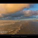 La plage de Quend-Plage un soir d'hiver. Saison : Hiver - Lieu : Quend-Plage , CÃ´te Picarde, Marquenterre, Somme, Picardie, France