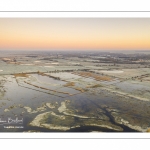 Les renclôtures de la baie de Somme couvertes de givre au petit matin (vue aérienne)