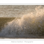 Gros plan sur les vagues qui viennent s'Ã©craser sur la plage de Fort-Mahon - Saison : Hiver - Lieu :  Fort-Mahon, cÃ´te Picarde, Somme, Picardie, France