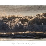 Gros plan sur les vagues qui viennent s'Ã©craser sur la plage de Fort-Mahon - Saison : Hiver - Lieu :  Fort-Mahon, cÃ´te Picarde, Somme, Picardie, France