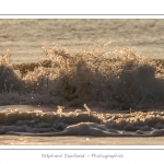 Gros plan sur les vagues qui viennent s'Ã©craser sur la plage de Fort-Mahon - Saison : Hiver - Lieu :  Fort-Mahon, cÃ´te Picarde, Somme, Picardie, France