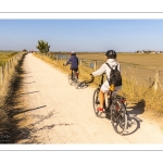 cyclistes sur la promenade autour du bassin de chasse du Crotoy